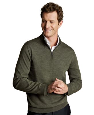 Men's Long Sleeve Quarter-Zip Merino Wool Sweater