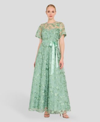 Women's Short-Sleeve Embroidered Gown