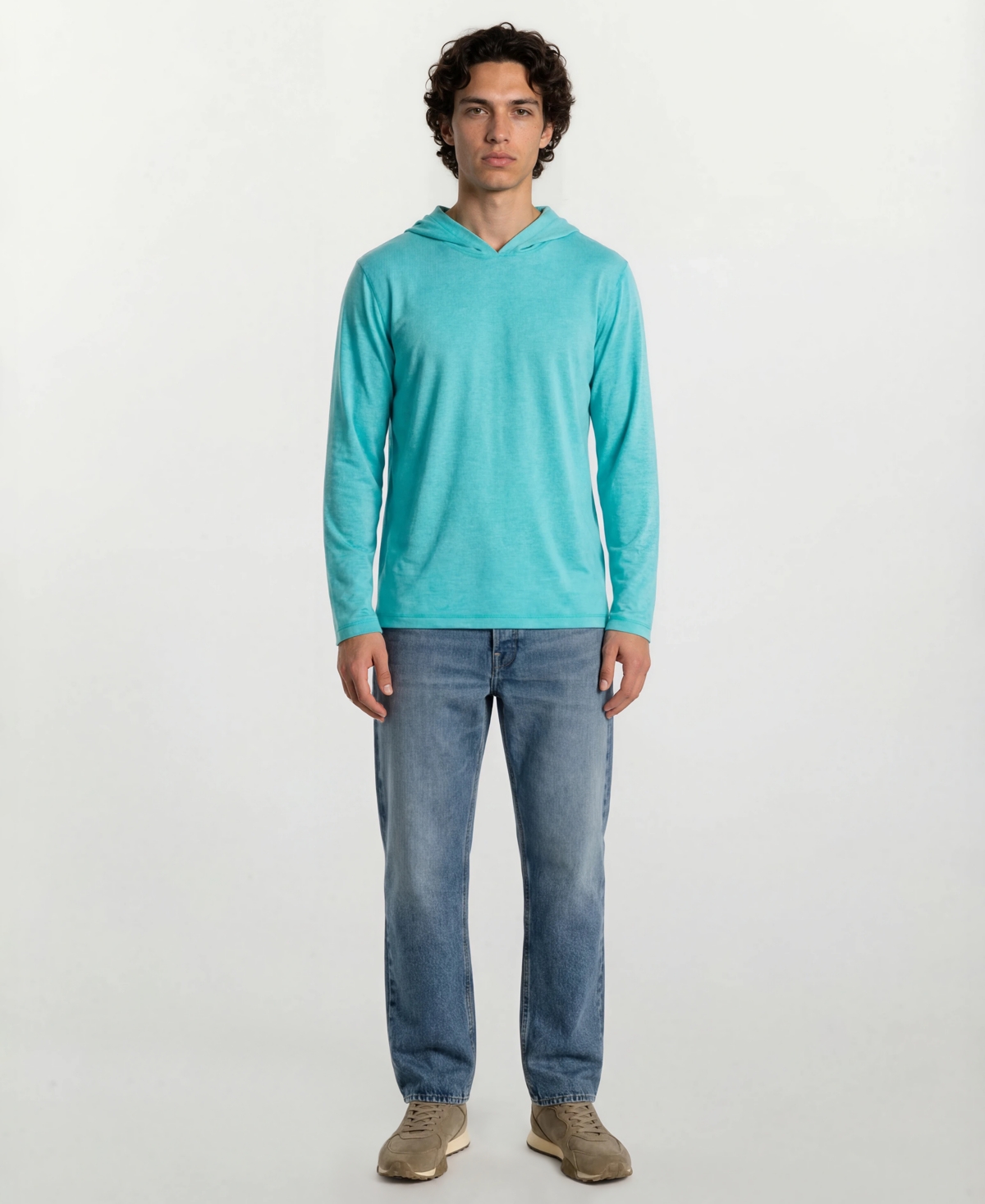 Vintage 1946 Men's Light Weight Performance Long-Sleeve Hoodie - Turquoise
