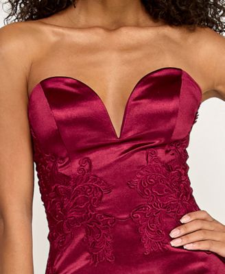 Juniors' Strapless Sweetheart Satin Mermaid Gown