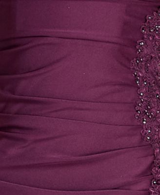 Juniors' Halter Neck Ruched Satin Maxi Dress