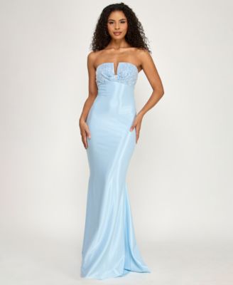 Juniors' Strapless Beaded Maxi Dress
