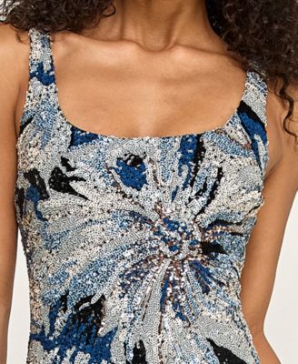 Juniors' Sequin Square-Neck Maxi Dress