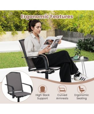 Patio Swivel Chairs Set of 2 w/ High Back & Round Metal Base for Backyard