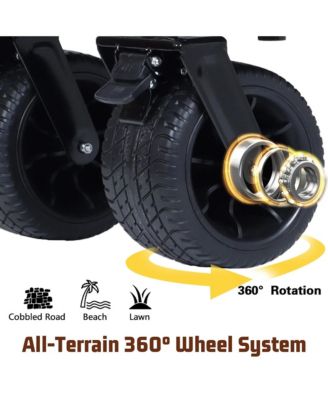 Convertible Folding Wagon Cart - Heavy-Duty Utility Wagon with Bench Seat, All-Terrain Wheels and Storage for Camping, Beach, Garden