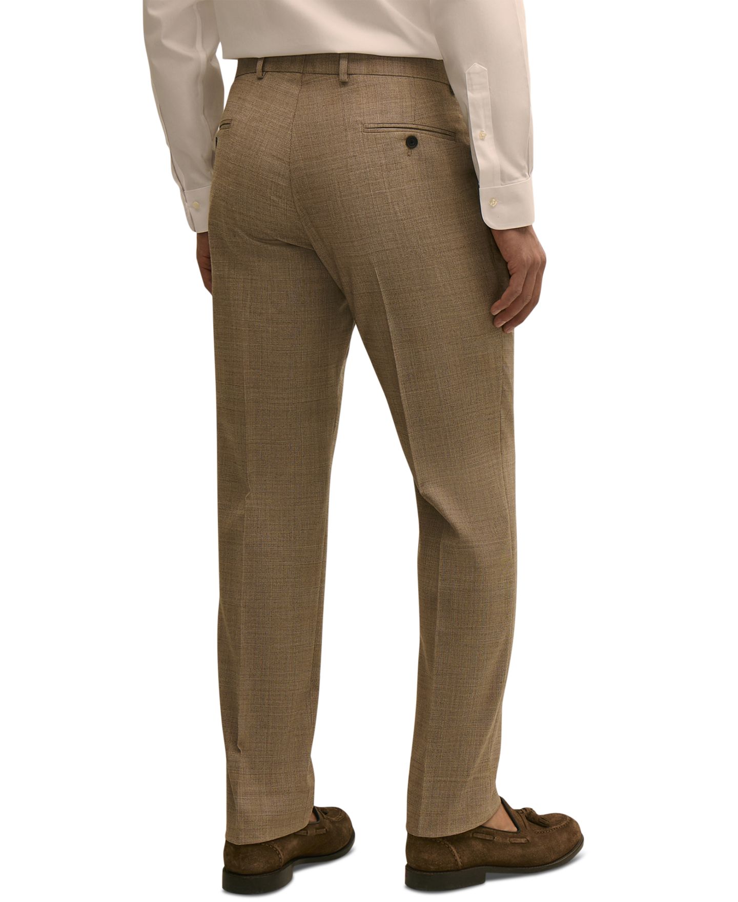 Мужские брюки Brooks Brothers Plaid Stretch Regular-Fit Suit Trousers, цвет: Рыжевато-коричневый клетчатый — фото 3
