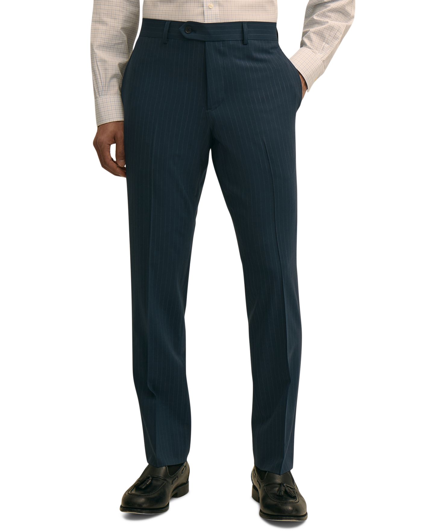 Мужские брюки Brooks Brothers Pinstripe Classic-Fit Suit Trousers, цвет: Тёмно-синий — фото 1