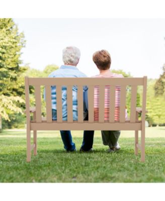 52 Inch All-Weather HDPE Outdoor Bench with Backrest and Armrests