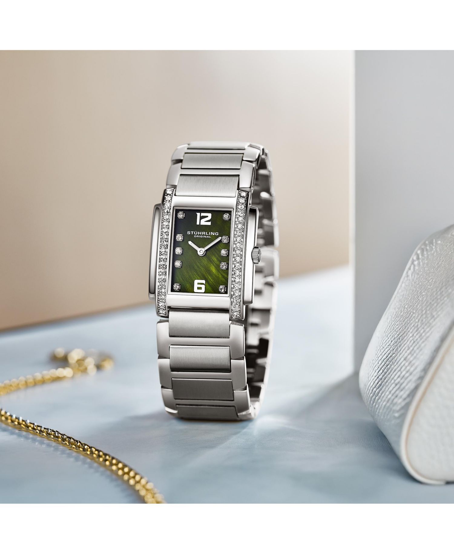 Serafine 4089.3 Women s Rectangular Quartz Watch, Mother-of-Pearl Dial & Swarovski Crystal Bezel
