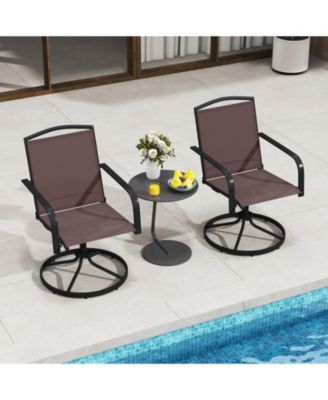 Patio Swivel Chairs Set of 2 w/ High Back & Round Metal Base for Backyard