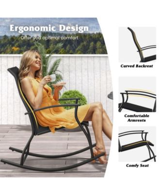 Set of 2 Outdoor Rocking Chair Patio Rocker w/ Breathable Fabric