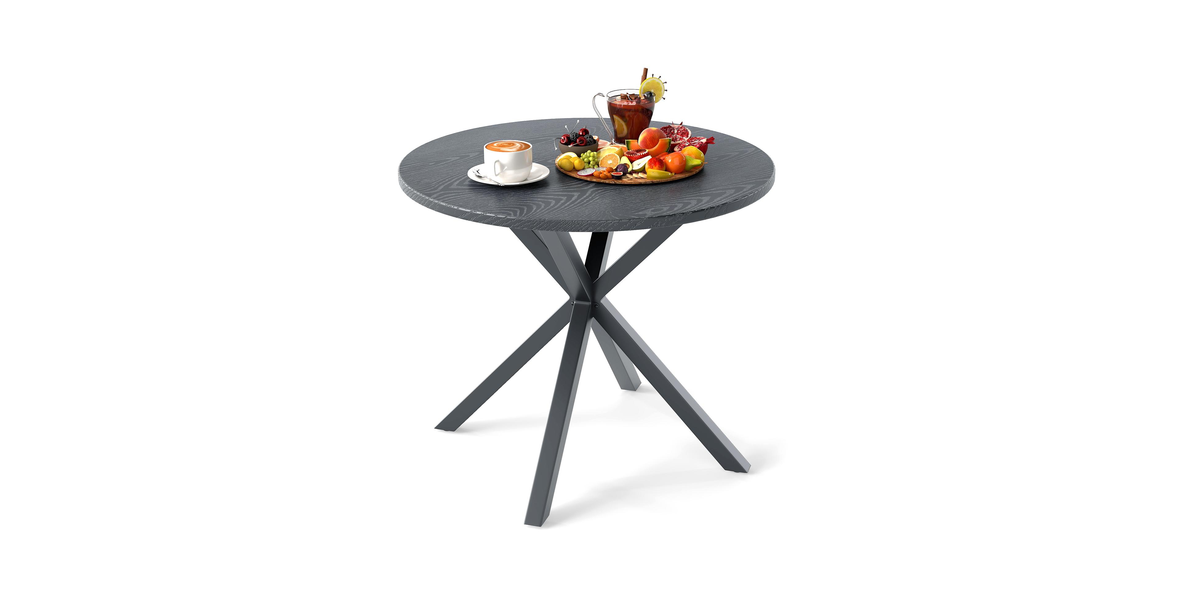 Gymax 34 Inch Round Patio Bistro Table w/ Wood-Like Top and X-Shaped Legsfor Outside