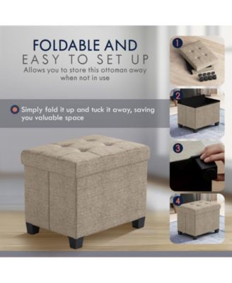Small Rectangle Storage Ottoman Foot Stool with Legs