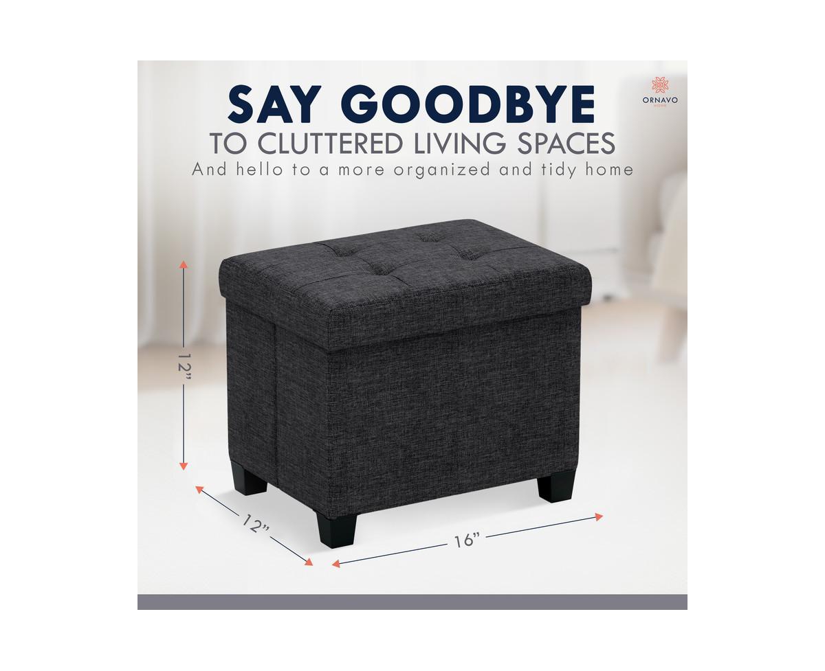 Ornavo Home Small Rectangle Storage Ottoman Foot Stool with Legs