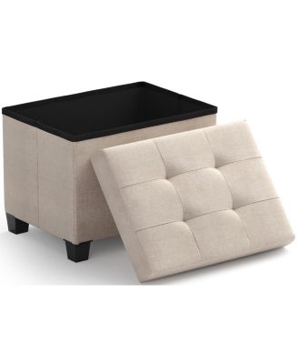 Small Rectangle Storage Ottoman Foot Stool with Legs