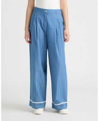 Women's Wide Leg Trousers with Double Pleats