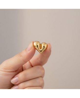 Polished Heart Design Stud Earrings in 14K Gold Plated