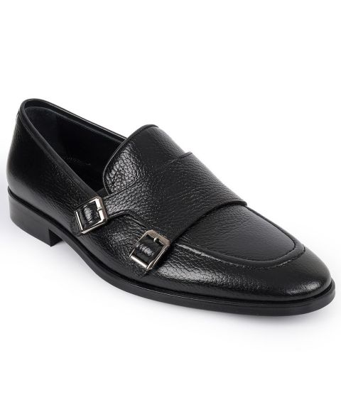 Мужские туфли VELLAPAIS Ledonia Double Monk Strap, цвет: Чёрный