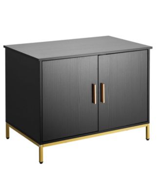 27.6" Hidden Litter Box Cabinet with Metal Legs & Handle - Modern Cat Washroom End Table for Bedroom