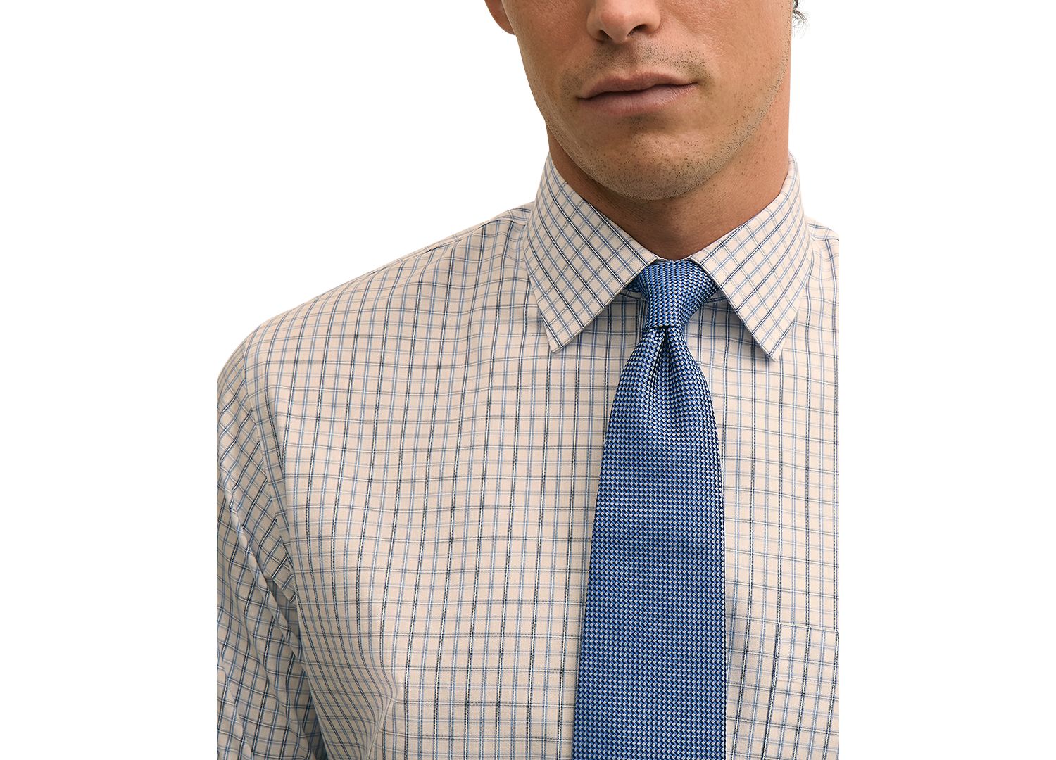 Men's Check Spread-Collar Dress Shirt