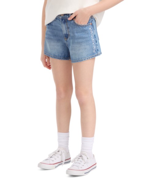 Детские Levi's Girls' 7-16 Embroidered Mini Mom Shorts