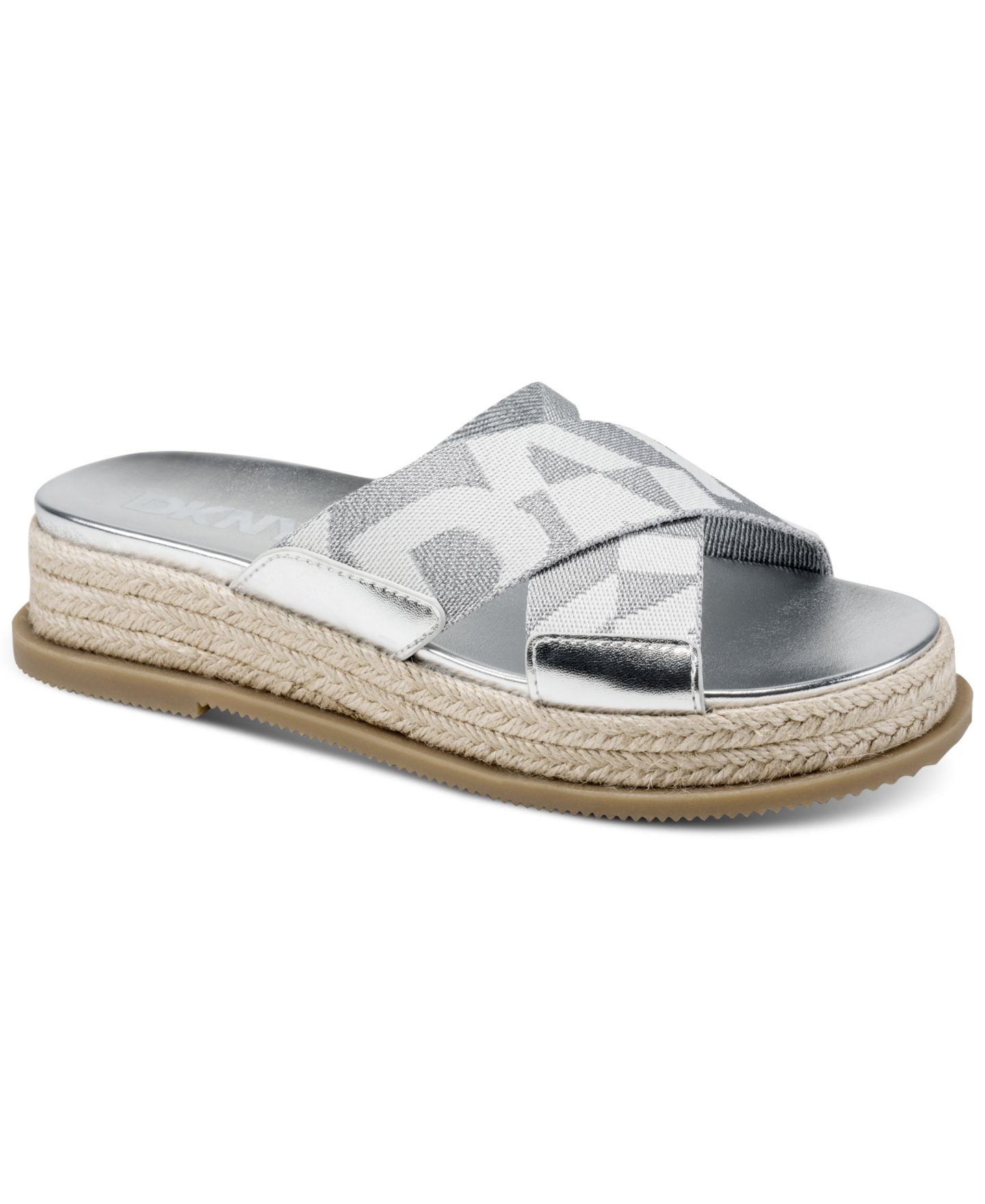 Женские сандалии DKNY Binna X Band Slip-On, цвет: Серебряный / Зефирный — фото 1