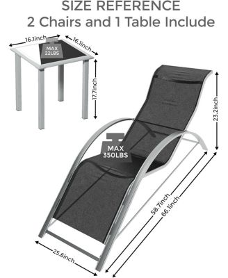 3-Pack Pool Lounge Chairs, Patio Sunbathing Recliners with Backrest – Outdoor Tanning Chaise Loungers for Beach, Deck, Lawn