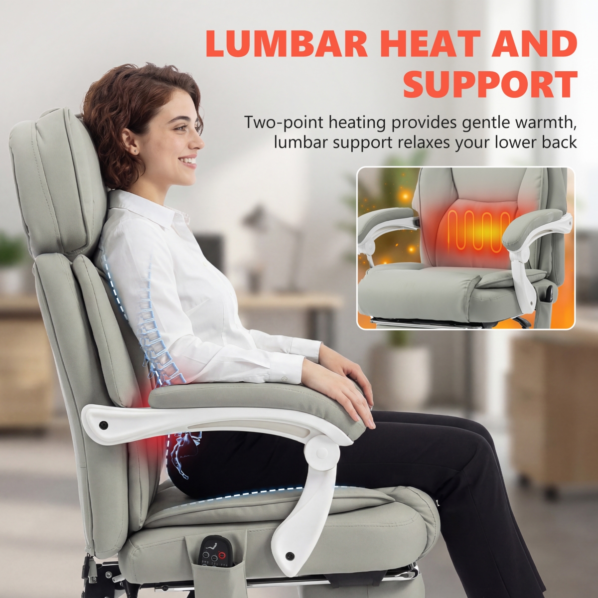 Homcom Massage Office Chair with Heat Reclining Function