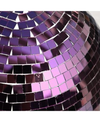 16" Large Disco Ball with Motor and Light 6RPM Rotator & 2PCS 3W RGB Spotlights for 70s 80s Party DJ Bands Club Event Purple