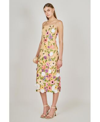 Women's Floral Embroidered Midi Dress