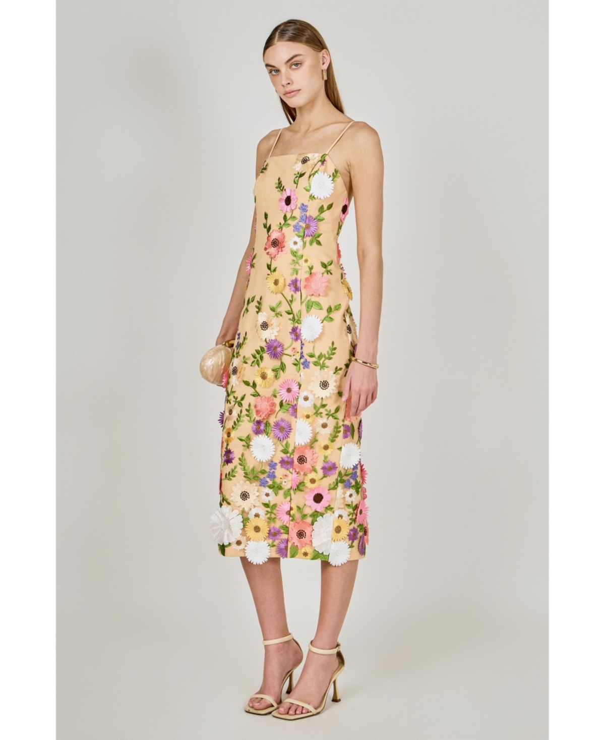 endless rose Women's Floral Embroidered Midi Dress