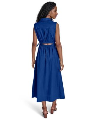 Women's Cotton Drawstring Sleeveless Midi Dress