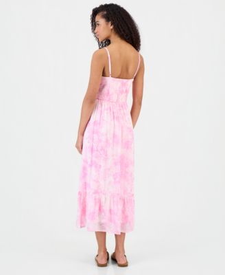 Juniors' Printed Tiered Midi Dress