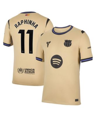 Men's Raphinha Gold Barcelona 2025/26 Away Stadium Replica Jersey