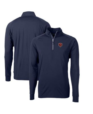 Men's Navy Chicago Bears Adapt Eco Knit Stretch Quarter-Zip Throwback Pullover