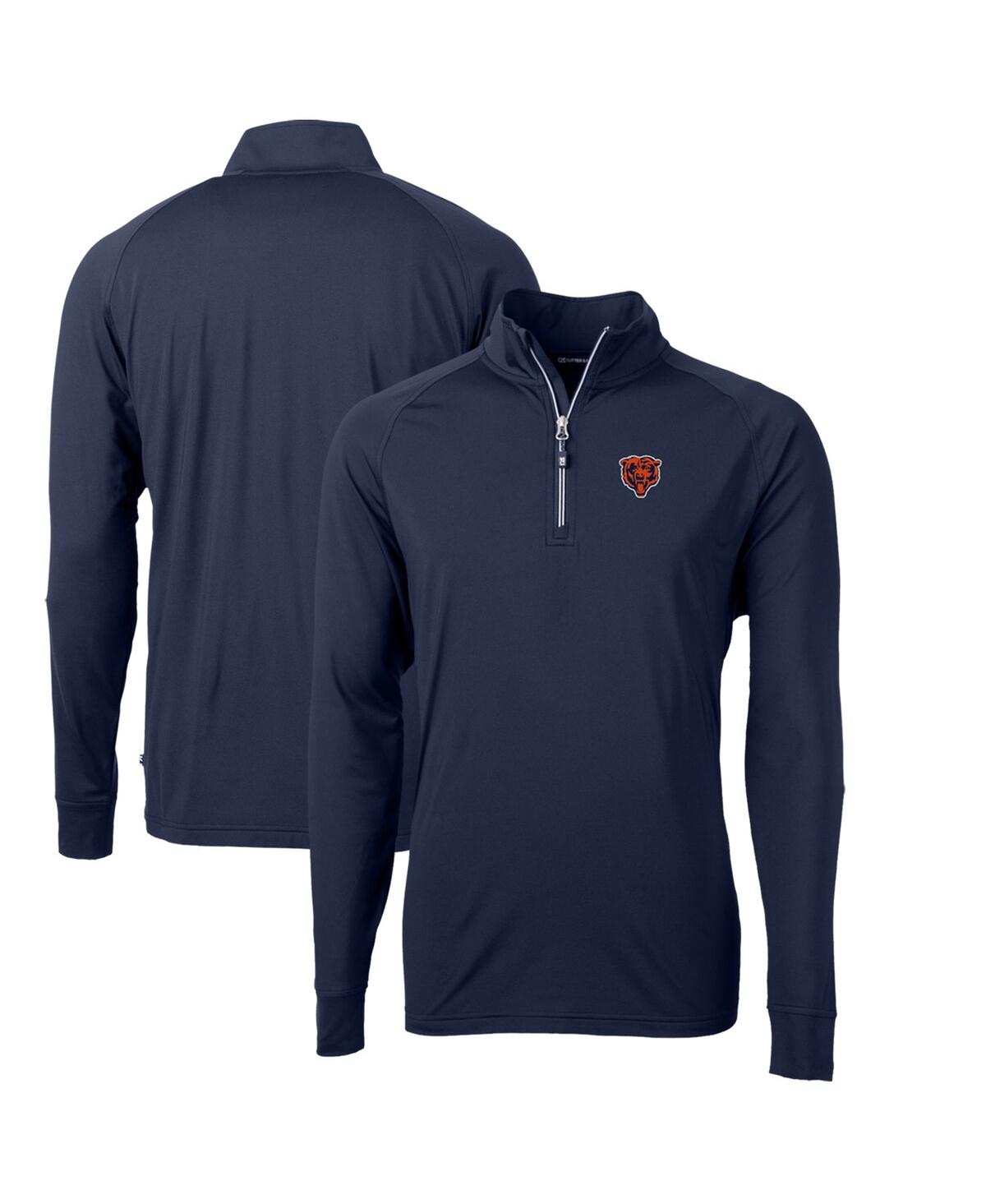 Cutter & Buck Men's Navy Chicago Bears Adapt Eco Knit Stretch Quarter-Zip Throwback Pullover Sweatshirt