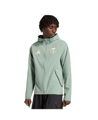 Men's Light Green Portland Timbers Tiro Travel Full-Zip Hooded Windbreaker