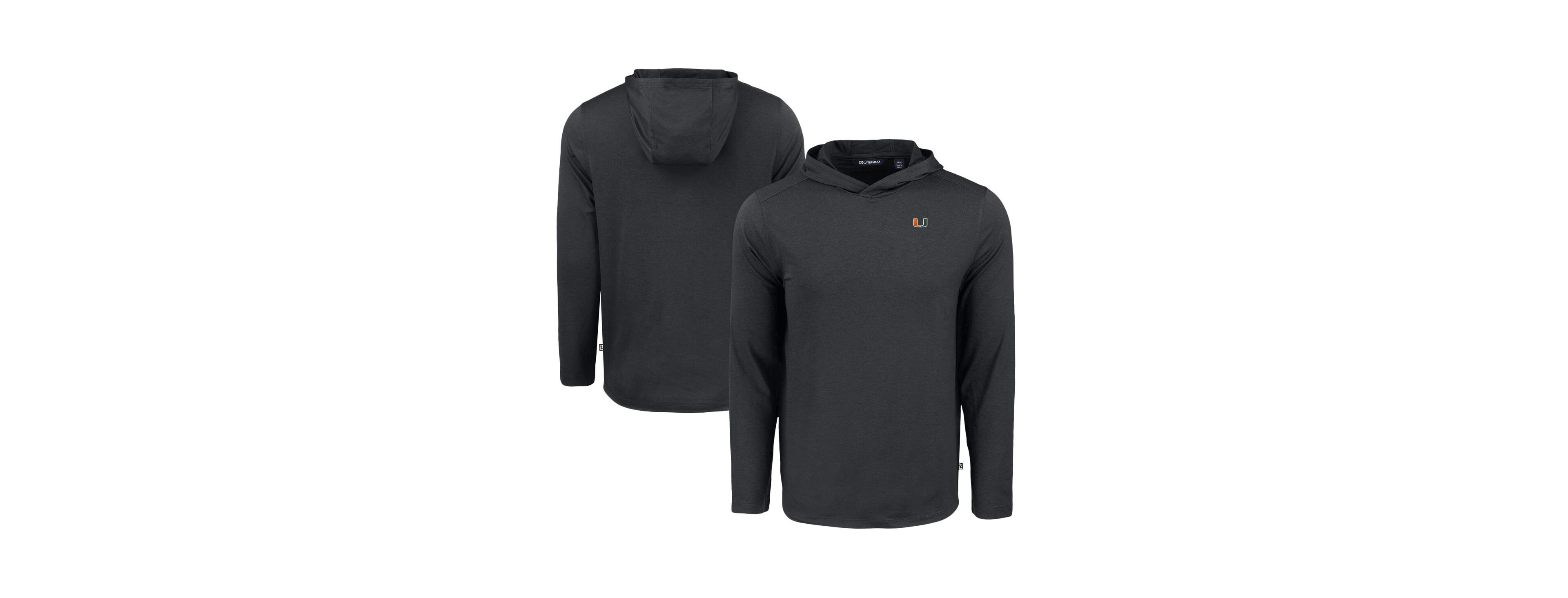 Cutter Buck Men's Black Miami Hurricanes Coastline Epic Comfort Long Sleeve Hoodie T-Shirt