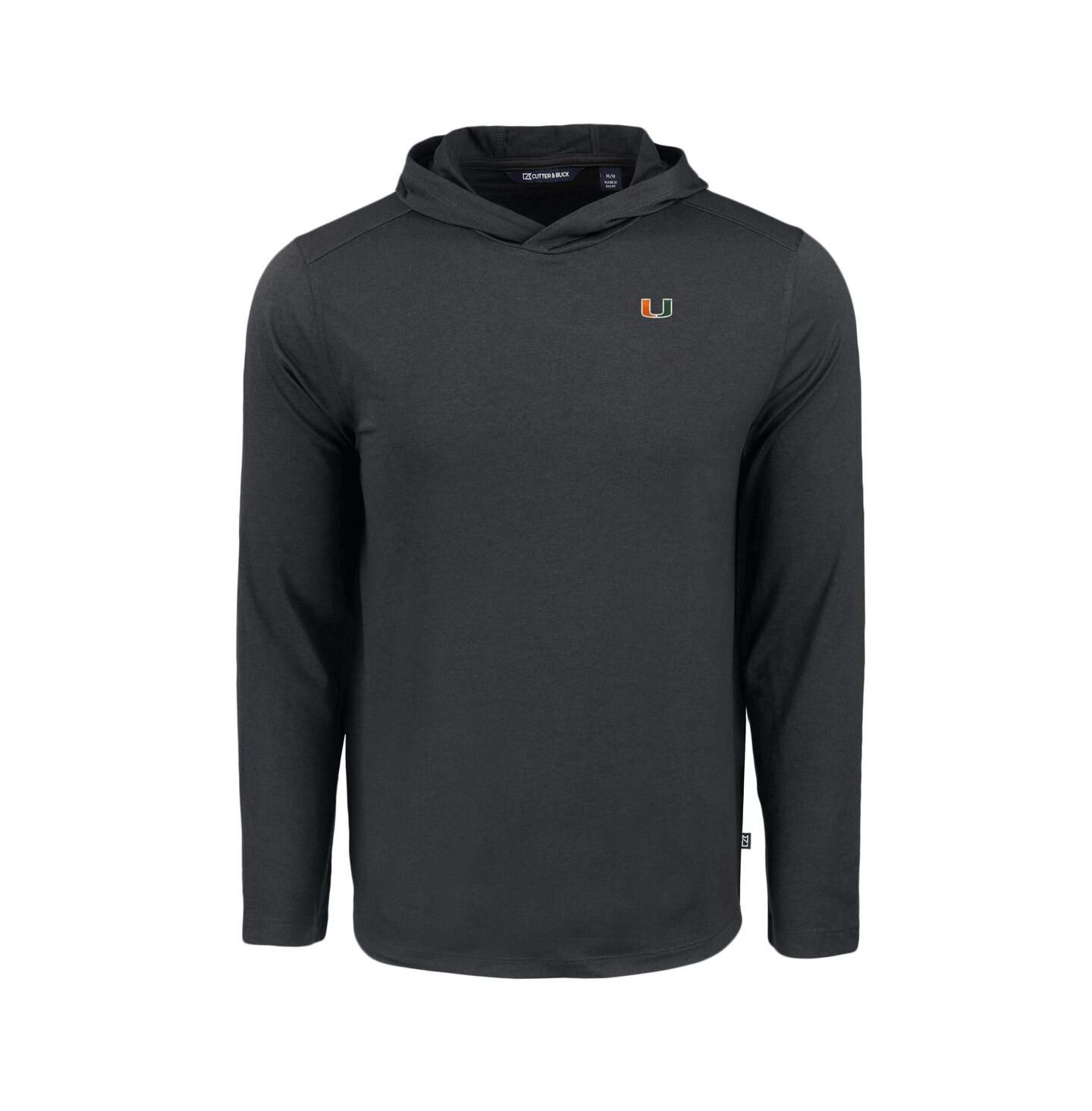 Мужское худи Cutter & Buck Black Miami Hurricanes Coastline Epic Comfort Long Sleeve T-Shirt — фото 2