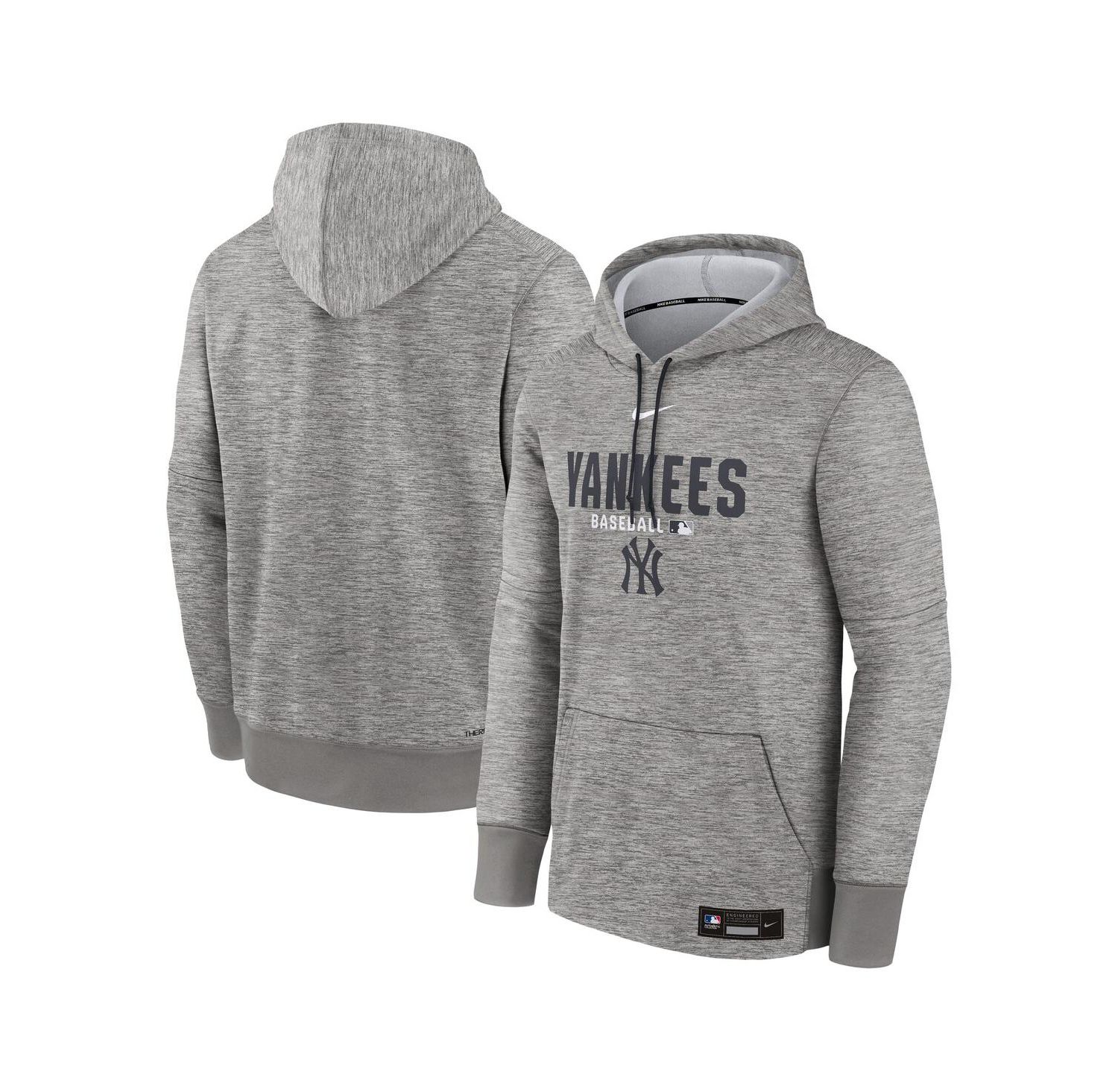 Men's Heather Charcoal New York Yankees Authentic Collection Therma-FIT Hoodie