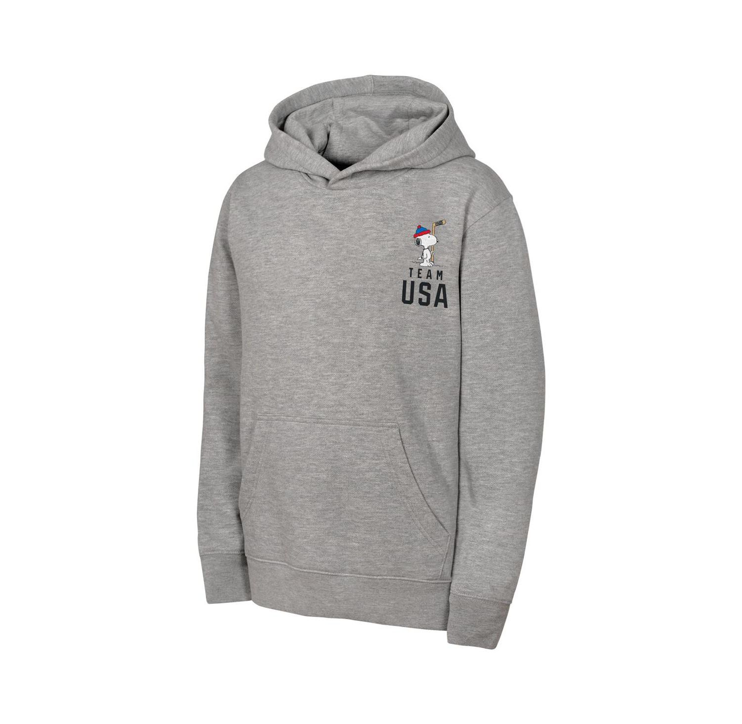 Big Boys and Girls Heather Gray Team USA x Peanuts Spirit Hoodie