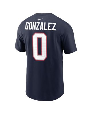 Men's Christian Gonzalez Navy New England Patriots Super Bowl LX Patch Name & Number T-Shirt