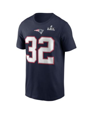 Men's TreVeyon Henderson Navy New England Patriots Super Bowl LX Patch Name & Number T-Shirt