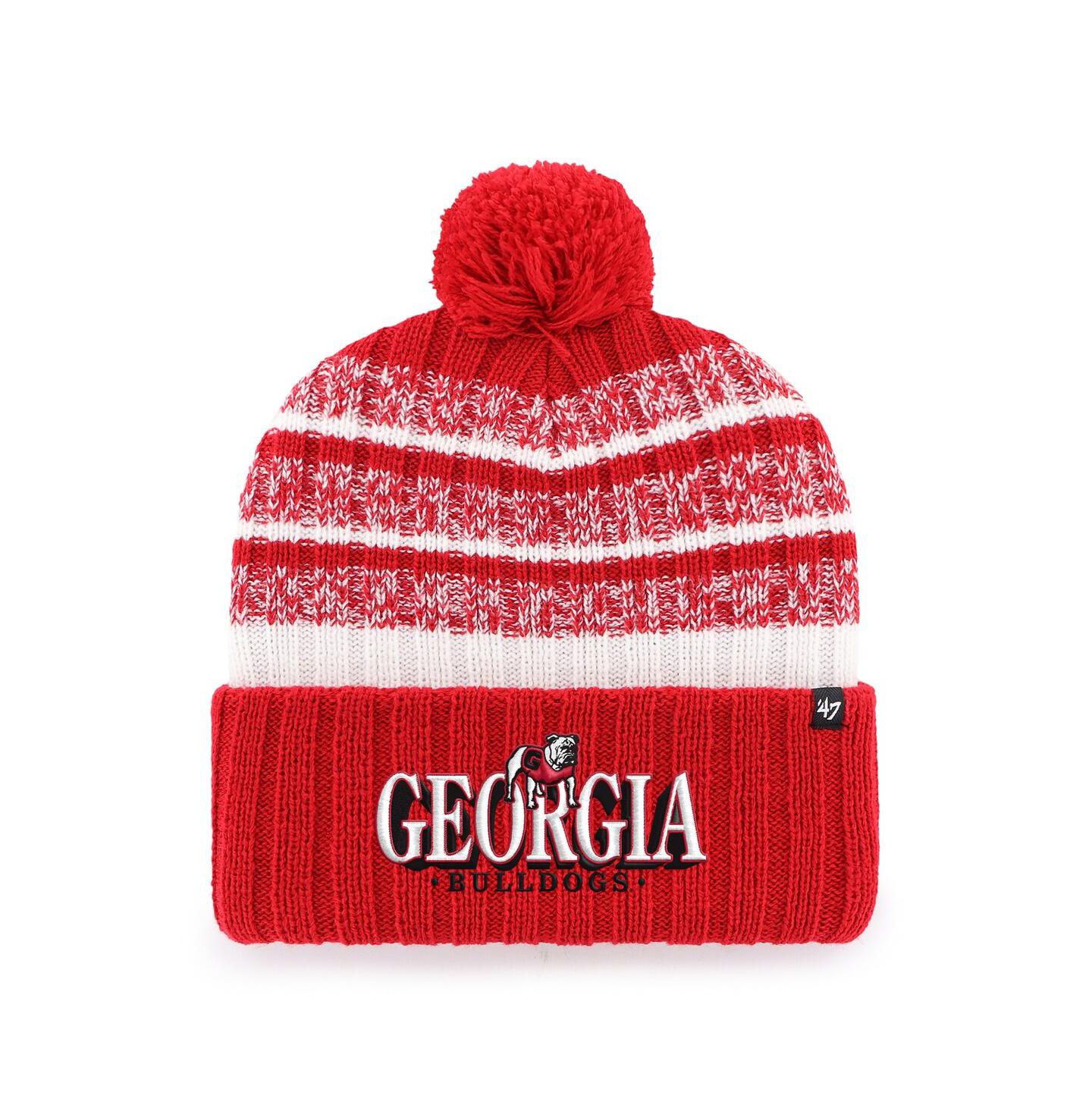 Мужская шапка '47 Brand Red Georgia Bulldogs Tavern Cuffed Knit Hat with Pom — фото 1