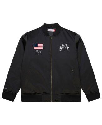 Men's Black Team USA Coach Snoop Satin Full-Zip Bomber Jacket