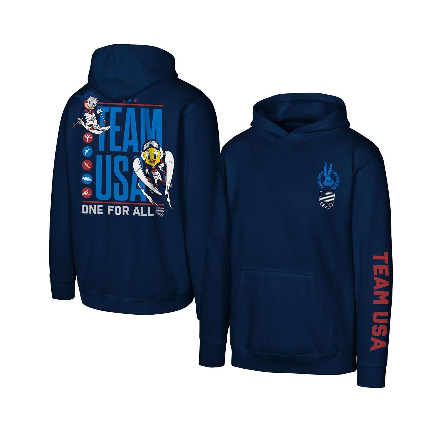 Big Boys and Girls Navy Team USA x Looney Tunes One for All Sport Hoodie