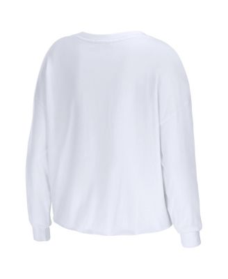 Women's White New England Patriots Super Bowl LX Cropped Long Sleeve T-Shirt