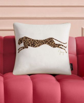 Embroidered Velvet Cheetah Decorative Pillow, 18" x 18"