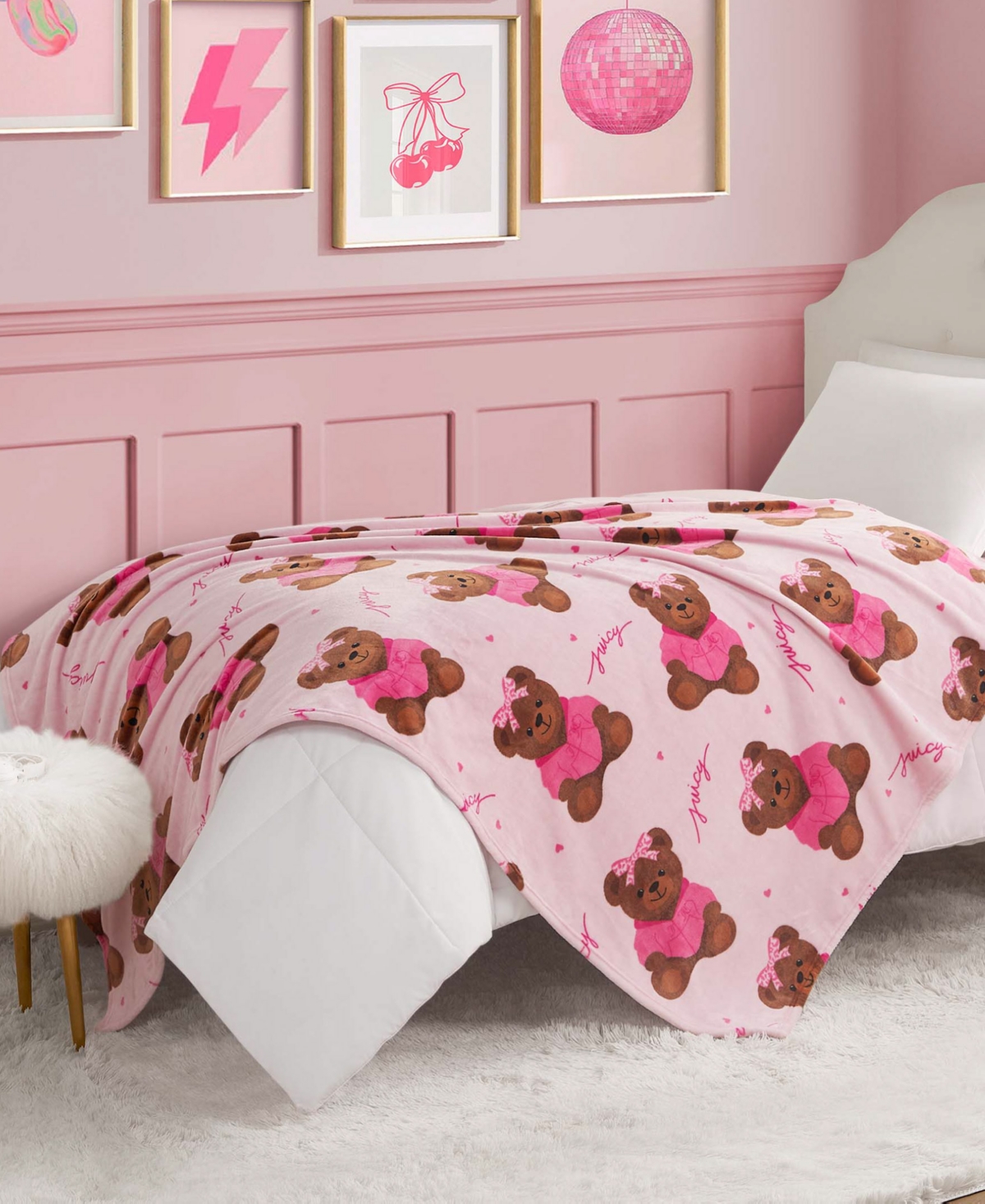 Juicy Couture Kids Plush Throw, 50" x 70"