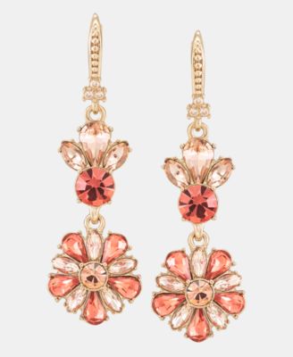 Crystal Cluster Flower Double Drop Earrings